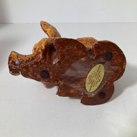 Vintage Vernon 1980 Resin Silly Hog Pig Figurine Brown Shade Tree Creations 5" - Picture 9 of 10